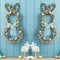 Set of 2 24.5"H Easter Spring Bunny Shaped Eggs Wreath with Satin Ribbon Bow for Front Door Wall Decor